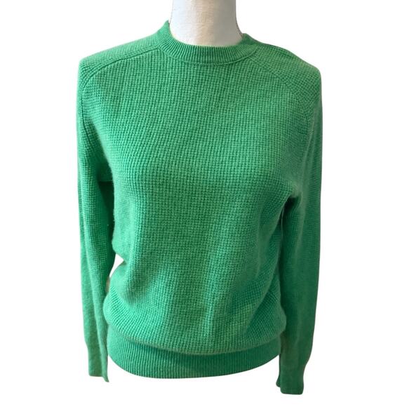 Rag & Bone Waffle Knit Cashmere Crewneck Sweater Grass Green S - Picture 1 of 8